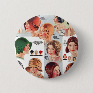 Vintage Retro Kitsch Women 20s Women's Hats Ad 2 Inch Round Button