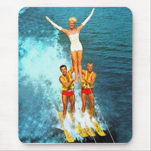 Vintage Retro Kitsch Women Dells Water Skiers Mouse Pad