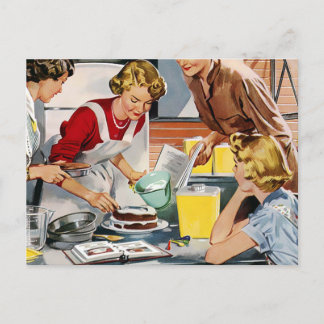Vintage Retro Ladies Making a Cake  Postcard