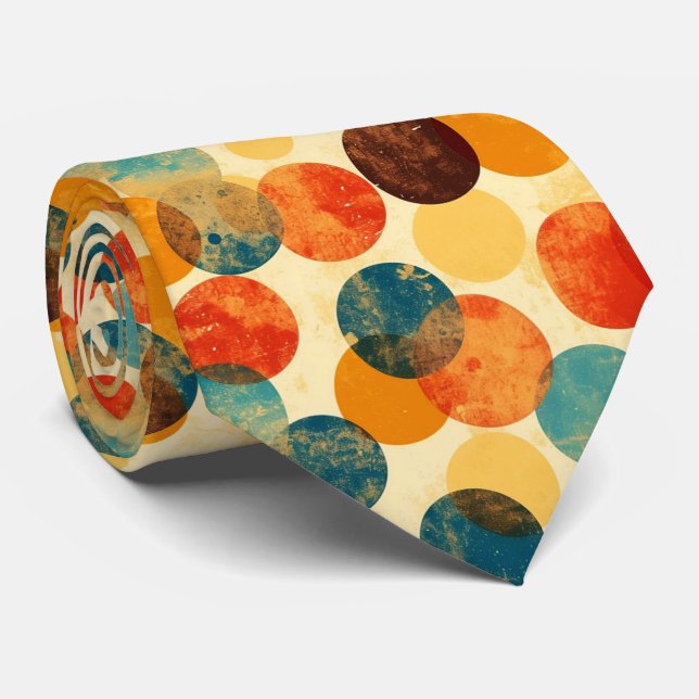 Vintage Retro Large Polka Dots Tie (Rolled)