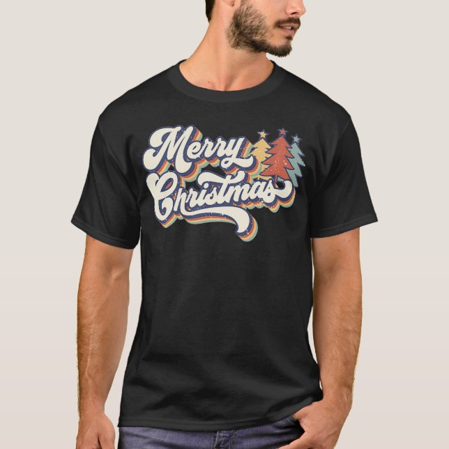 Vintage Retro les années 70 Joyeux Pullover de Noë (Devant)