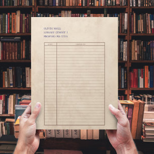 Vintage Retro Library Card Paper Ink Letterhead