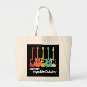 Vintage Retro Life is Full of Important Choices Large Tote Bag