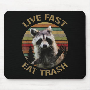 Vintage Retro Live Fast Eat Trash Racoon Shirt For Mouse Pad