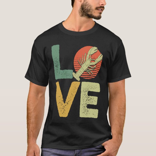 Vintage Retro Love Crawfish Crustaceans Crayfish T-Shirt (Front)
