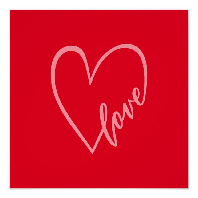 Vintage Retro Love Heart Trendy Valentine's  Poster (Front)