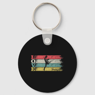 Vintage Retro Love Mma Kickboxing Muay Thai Silhou Keychain