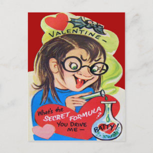 Vintage Retro Mad Scientist Valentine Card