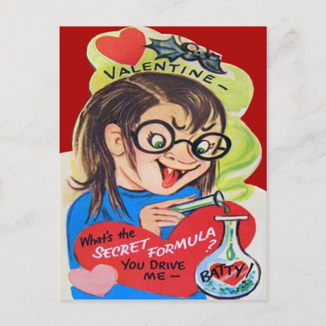 Vintage Retro Mad Scientist Valentine Card (Front)