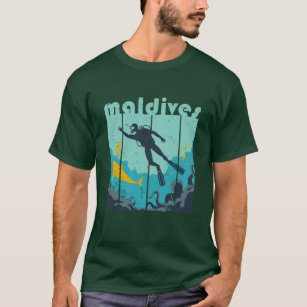 Vintage Retro Maldives Diving Cool Scuba Diver T-Shirt