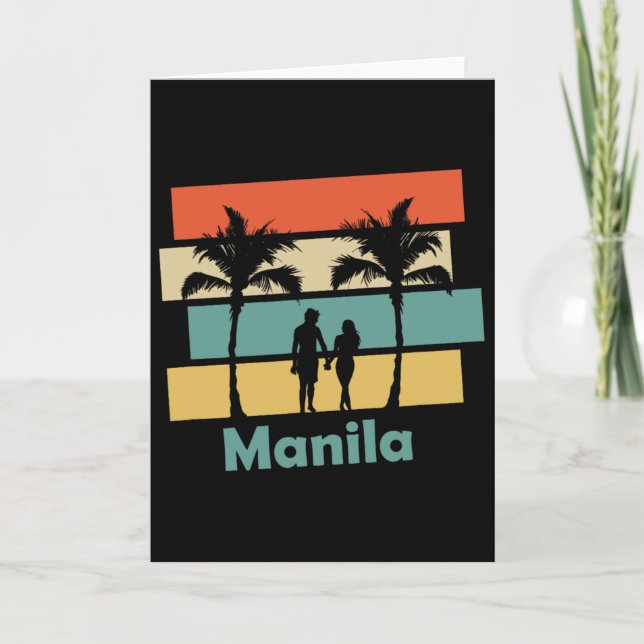 Vintage Retro Manila Philippines Vacation  Card (Front)