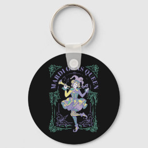 Vintage Retro Mardi Gras Queen New Orleans Carniva Keychain