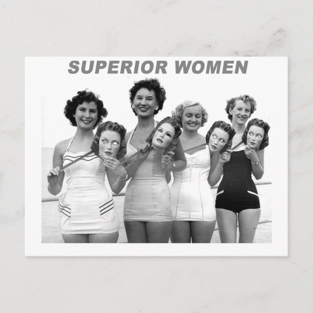 Vintage Retro Masked Bathing Beauties Postcard (Front)