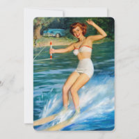 Vintage Retro Medcalf Water Skiing Pin-up Girl