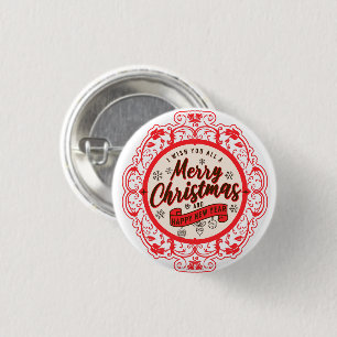 Vintage retro Merry Christmas 1 Inch Round Button