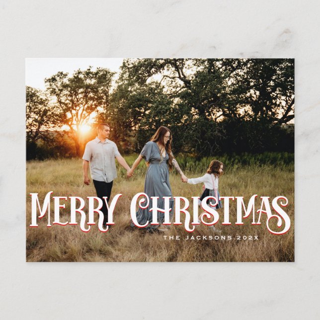 Vintage Retro Merry Christmas Design Postcard (Front)