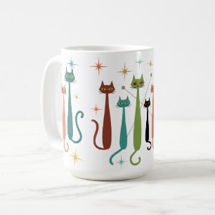 Vintage Retro Mid-Century Modern Look Cats 50s 60s Coffee Mug