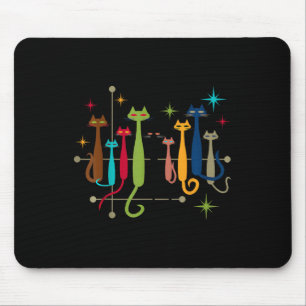 Vintage Retro Mid-century Modern Look Cats 50s 60s Mouse Pad