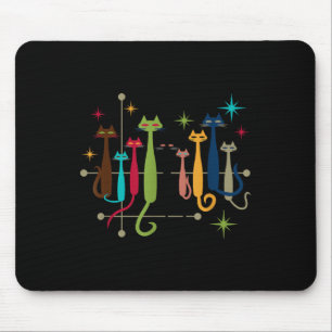 Vintage Retro Mid-century Modern Look Cats 50s 60s Mouse Pad