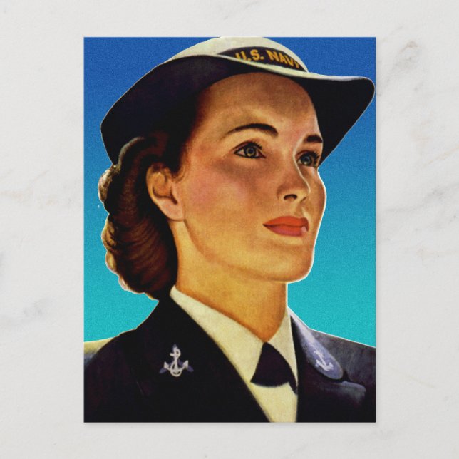 Vintage Retro Military Women WAVEs Navy Postcard (Front)