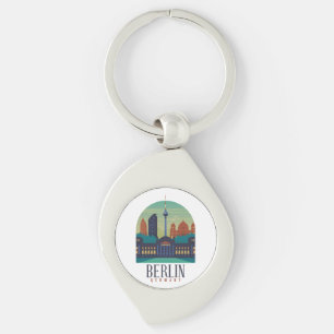 Vintage Retro Minimal Berlin Germany Skyline  Keychain