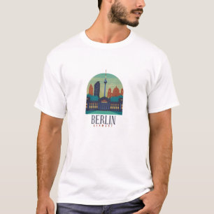 Vintage Retro Minimal Berlin Germany Skyline  T-Shirt