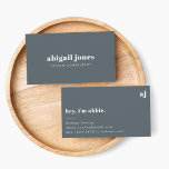 Vintage Retro Minimal Trendy Smoke Blue Business Card<br><div class="desc">A simple stylish custom design with retro typography on a smoke blue background. The text,  including your monogram and nickname,  can easily be personalized to make a design as unique as you are! The perfect trendy bespoke design for personal or business use!</div>