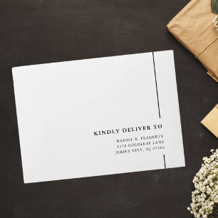 Vintage Retro Minimalist Black And White Wedding Envelope