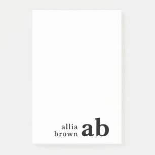 Vintage Retro Minimalist Monogram Design Post-it Notes