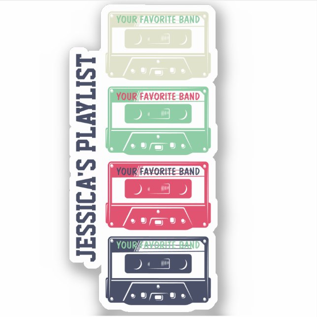 Vintage Retro Mix Tape Audio Cassette Custom Band  (Front)