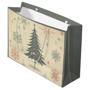 Vintage/Retro modern Christmas/winter Large Gift Bag