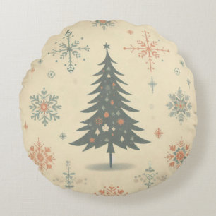 Vintage/Retro modern Christmas/winter Round Pillow