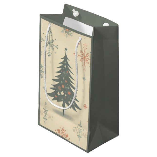 Vintage/Retro modern Christmas/winter Small Gift Bag (Front Angled)