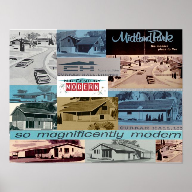 Vintage Retro Modern Houses Poster (Front)