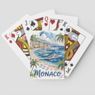 Vintage Retro Monaco Watercolor French Riviera Playing Cards