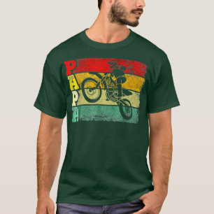 Vintage Retro Motocross Papa  Funny Dad Fathers T-Shirt