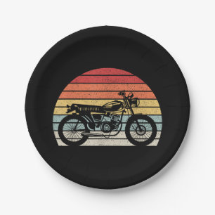 Vintage Retro Motorcycle Paper Plate