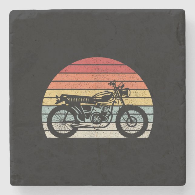 Vintage Retro Motorcycle Stone Coaster (Front)