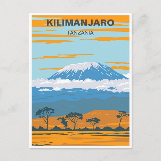 Vintage retro Mount Kilimanjaro Tanzania Africa Postcard (Front)