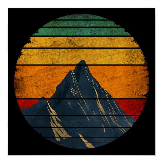 Vintage Retro Mountain Climbing Hiking Mountaineer Poster (Front)