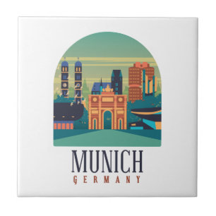 Vintage Retro Munich Bavaria Germany  Tile