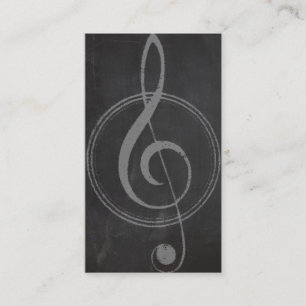 Vintage Retro Music Clef Symbol Chalkboard Business Card