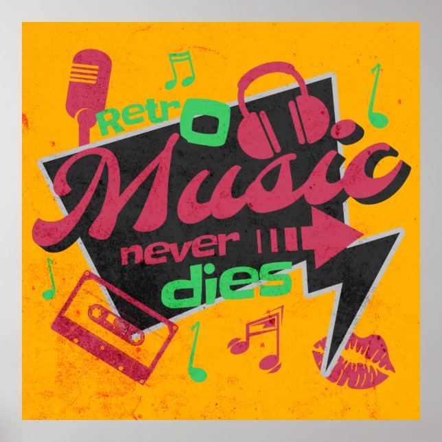 Vintage retro music eighties poster (Front)