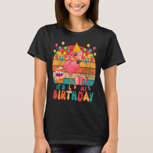 Vintage Retro My Birthday Flamingo Animal Kids T-Shirt