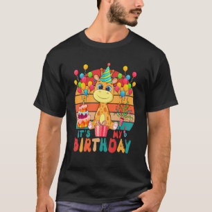 Vintage Retro My Birthday Giraffe Animal Kids T-Shirt