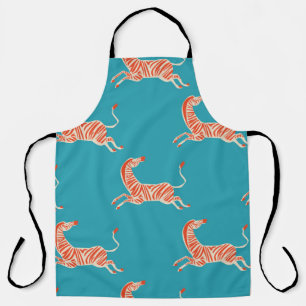 vintage retro neon colour Zebra illustration motif Apron