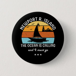 Vintage Retro Newport Rhode Island Sailing 2 Inch Round Button