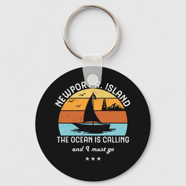 Vintage Retro Newport Rhode Island Sailing Keychain (Front)