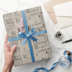 Vintage Retro Newspaper Gifts Wrapping Paper