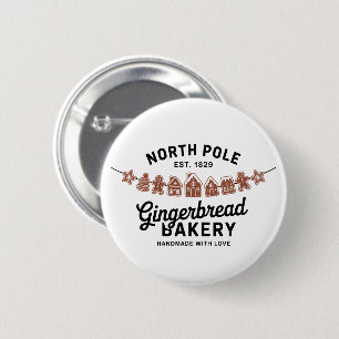 Vintage Retro North Pole Gingerbread Bakery Xmas 2 Inch Round Button